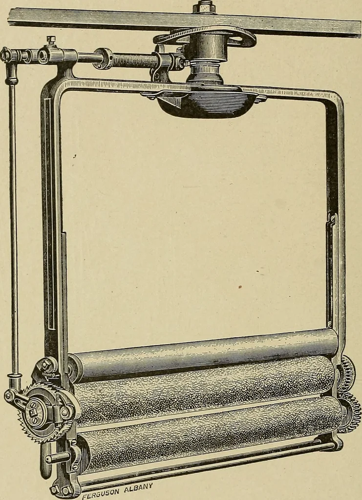 An illustration from Cyclopedia of textile work : a general reference library on cotton, woolen and worsted yarn manufacture, weaving, designing, chemistry and dyeing, finishing, knitting, and allied subjects, 1911, leaf 63