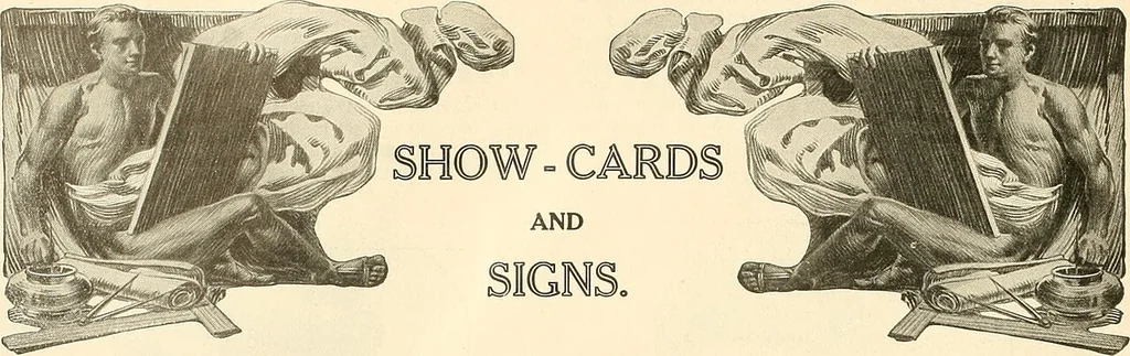 An illustration from Fairchild's rapid letterer and show-card maker, commercial alphabet construction with brush or pen, 1910, leaf 15