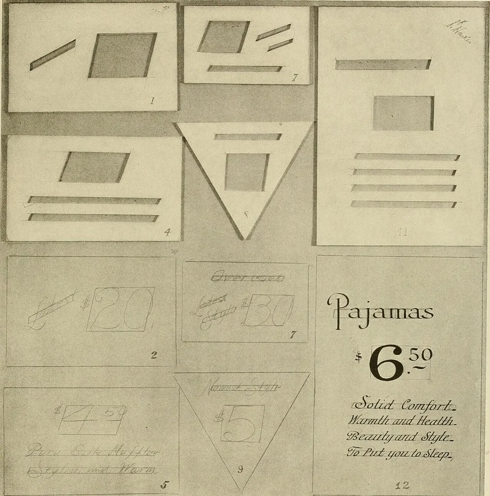 An illustration from Fairchild's rapid letterer and show-card maker, commercial alphabet construction with brush or pen, 1910, leaf 84
