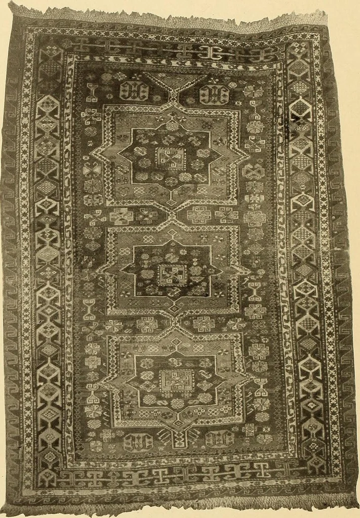 An illustration from Decorative textiles; an illustrated book on coverings for furniture, walls and floors, including damasks, brocades and velvets, tapestries, laces, embroideries, chintzes, cretonnes, drapery and furniture trimmings, wall papers, carpets and rugs, tooled and illuminated leathers, 1918, leaf 225