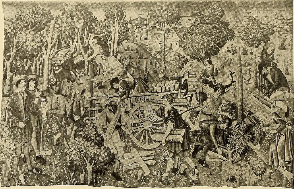 An illustration from Decorative textiles; an illustrated book on coverings for furniture, walls and floors, including damasks, brocades and velvets, tapestries, laces, embroideries, chintzes, cretonnes, drapery and furniture trimmings, wall papers, carpets and rugs, tooled and illuminated leathers, 1918, leaf 283