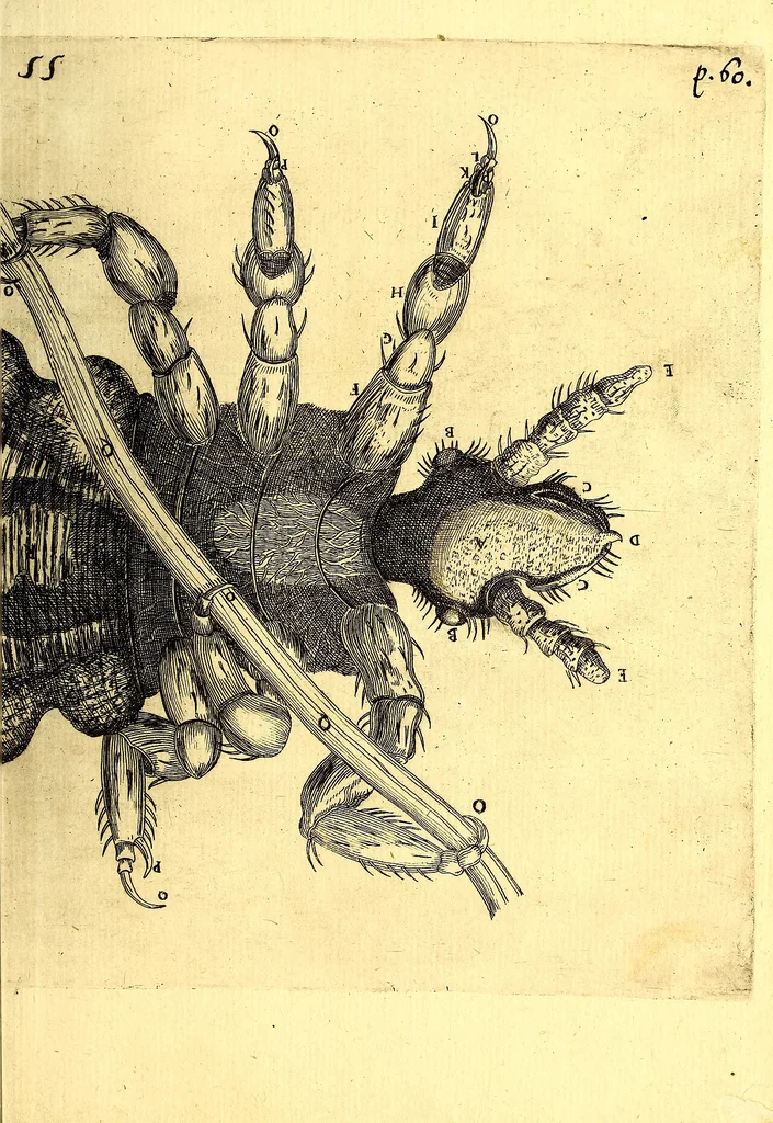 An illustration from Obseruationes circa viuentia, quæ in rebus non viuentibus reperiuntur : Cum micrographia curiosa siue Rerum minutissimarum obseruationibus, quæ ope microscopij recognitæ ad viuum exprimuntur : his accesserunt aliquot animalium testaceorum icones non antea in lucem editæ : omnia curiosorum naturæ exploratorum vtilitati & iucunditati expressa & oblata, 1691, leaf 580