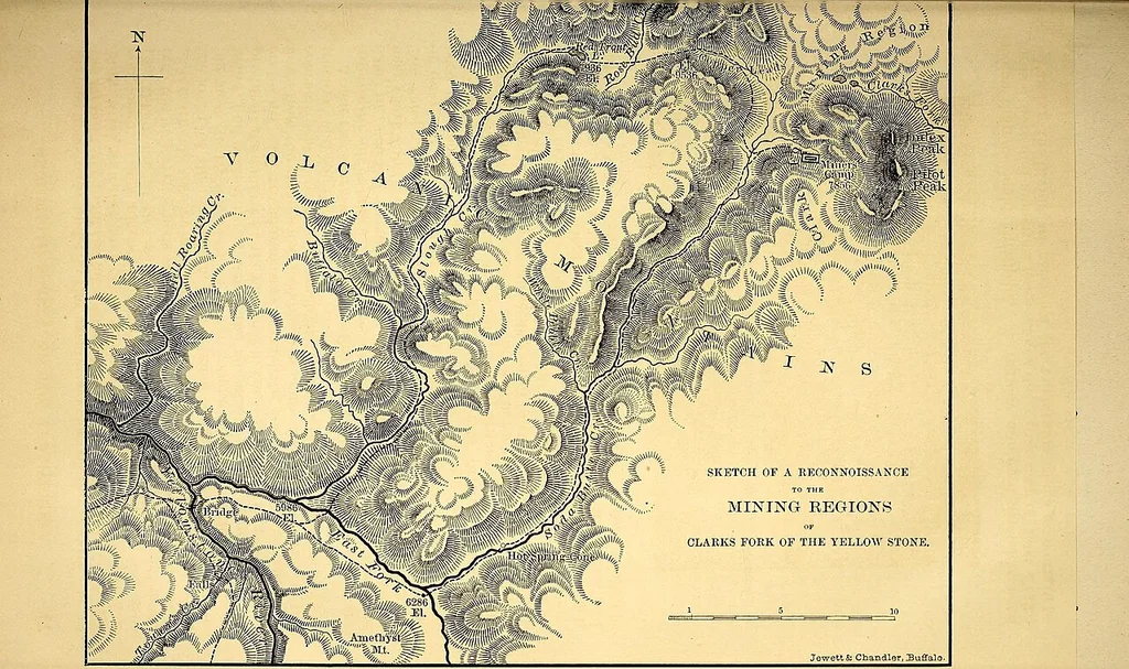 An illustration from Sixth annual report of the United States geological survey of the Territories, embracing portions of Montana, Idaho, Wyoming, and Utah : being a report of progress of the explorations for the year 1872, 1873, leaf 67