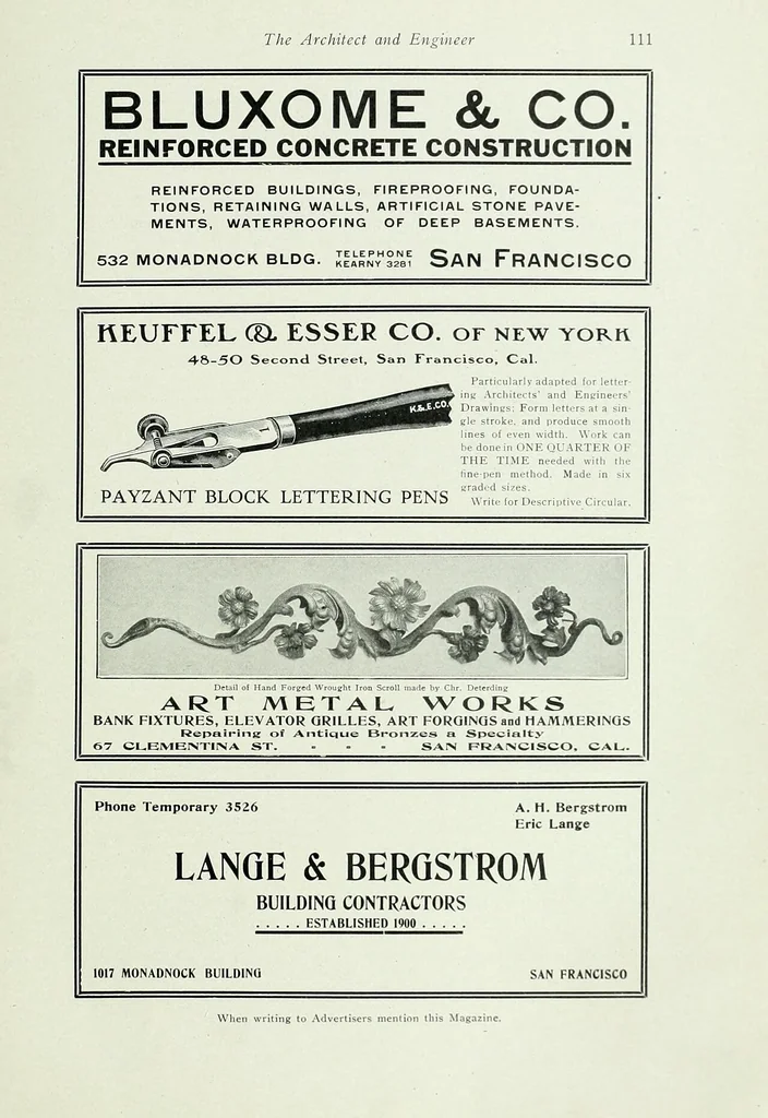 An illustration from The Architect & engineer of California and the Pacific Coast, 1905, leaf 88