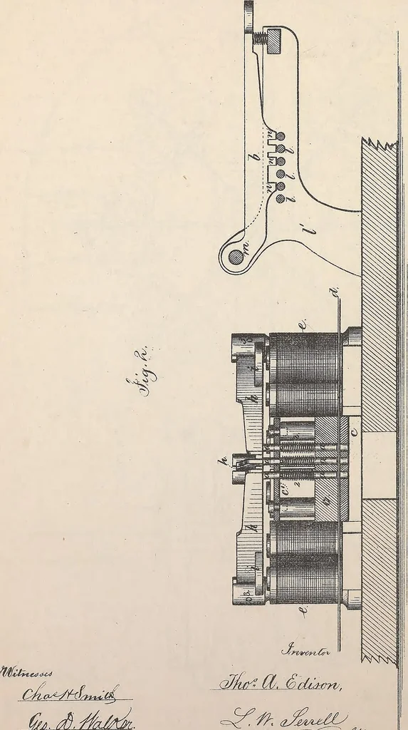 An illustration from Collection of United States patents granted to Thomas A. Edison, 1869-1884, 1869, leaf 355