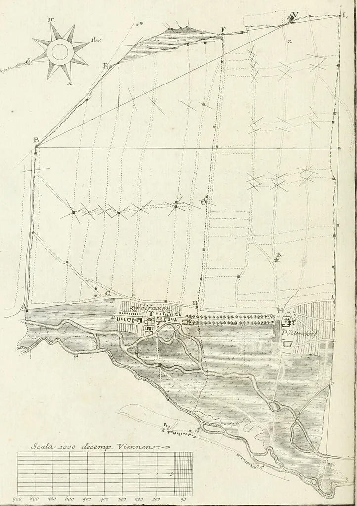 An illustration from De re ichnographica : cujus hodierna praxis exponitur, et propriis exemplis pluribus illustratur : inque varias, quae contingere possunt, ejusdem aberrationes, posito quoque calculo, inquiritur, 1751, leaf 139