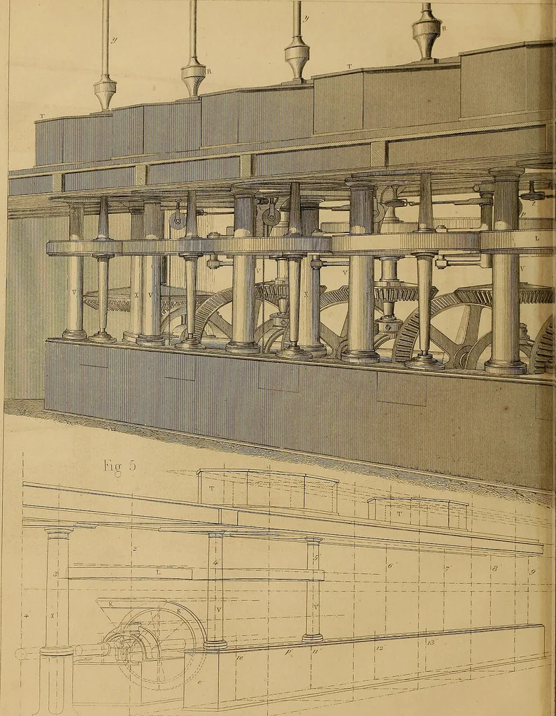 An illustration from The practical draughtsman's book of industrial design, and machinist's and engineer's drawing companion: forming a complete course of mechanical, engineering, and architectural drawing., 1857, leaf 385