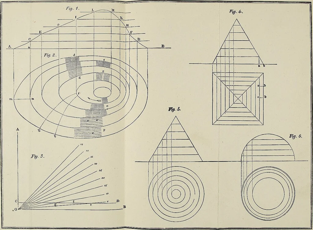 An illustration from A manual of topographical drawing, 1885, leaf 98