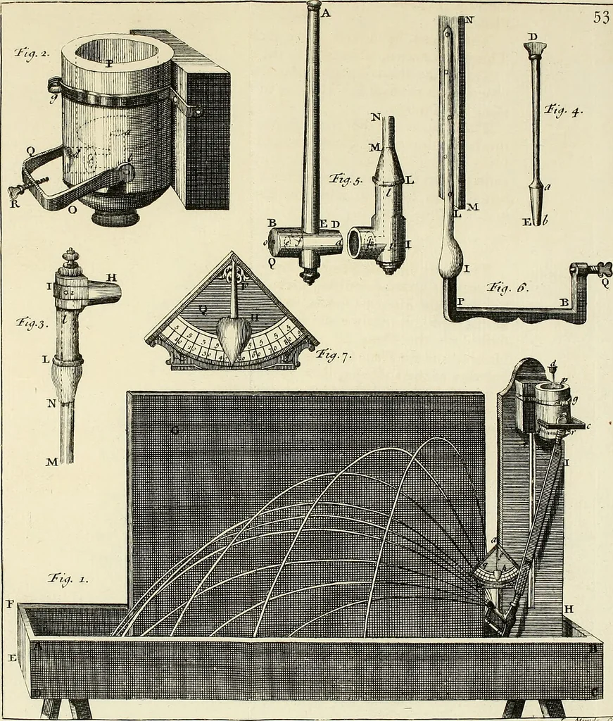 An illustration from Mathematical elements of natural philosophy, confirm'd by experiments : or, An introduction to Sir Isaac Newton's philosophy, 1747, leaf 578