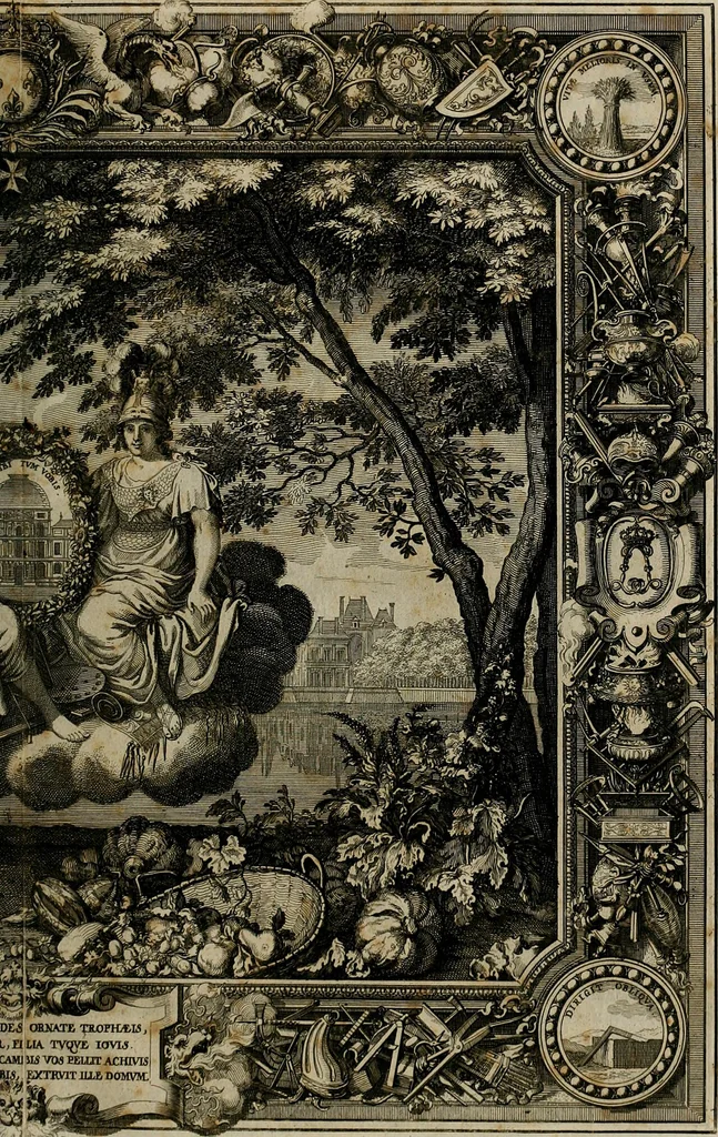 An illustration from Tapisseries du Roy, ou sont representez les quatre elemens et les quatre saisons : avec les devises qui les accompagnent et leur explication. Königliche französische Tapezereyen ..., 1687, leaf 116