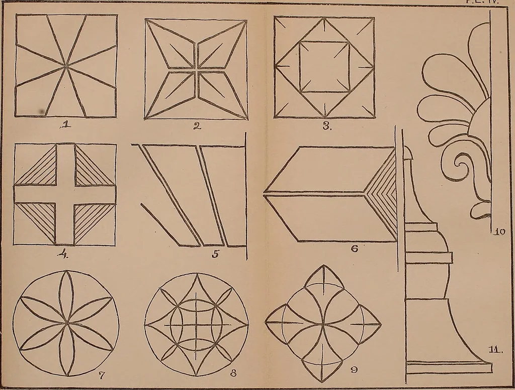 An illustration from Elements of plane and solid free-hand geometrical drawing, with lettering; and some elements of geometrical ornamental design, including the principals of harmonic angular ratios, etc. In three parts ... for draughtsmen and artisans; and teachers and students of industrial and mechanical drawing, 1878, leaf 67