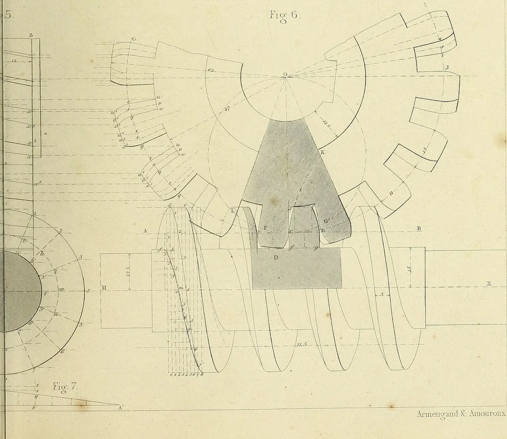 An illustration from The practical draughtsman's book of industrial design and machinist's and engineer's companion : forming a complete course of mechanical, engineering and architectural drawing, 1866, leaf 278