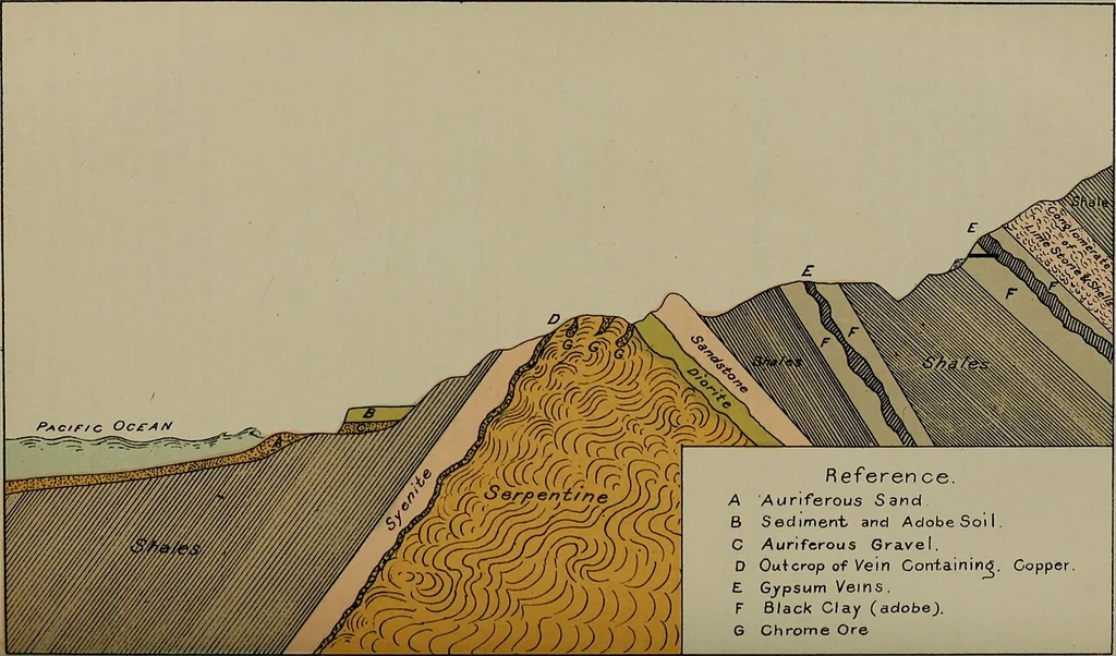An illustration from Annual report of the State Mineralogist for the year ending ..., 1883, leaf 651