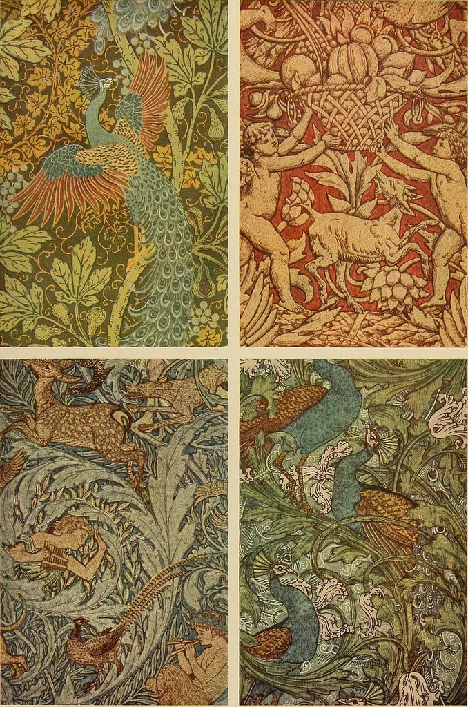 An illustration from Decorative textiles; an illustrated book on coverings for furniture, walls and floors, including damasks, brocades and velvets, tapestries, laces, embroideries, chintzes, cretonnes, drapery and furniture trimmings, wall papers, carpets and rugs, tooled and illuminated leathers, 1918, leaf 408