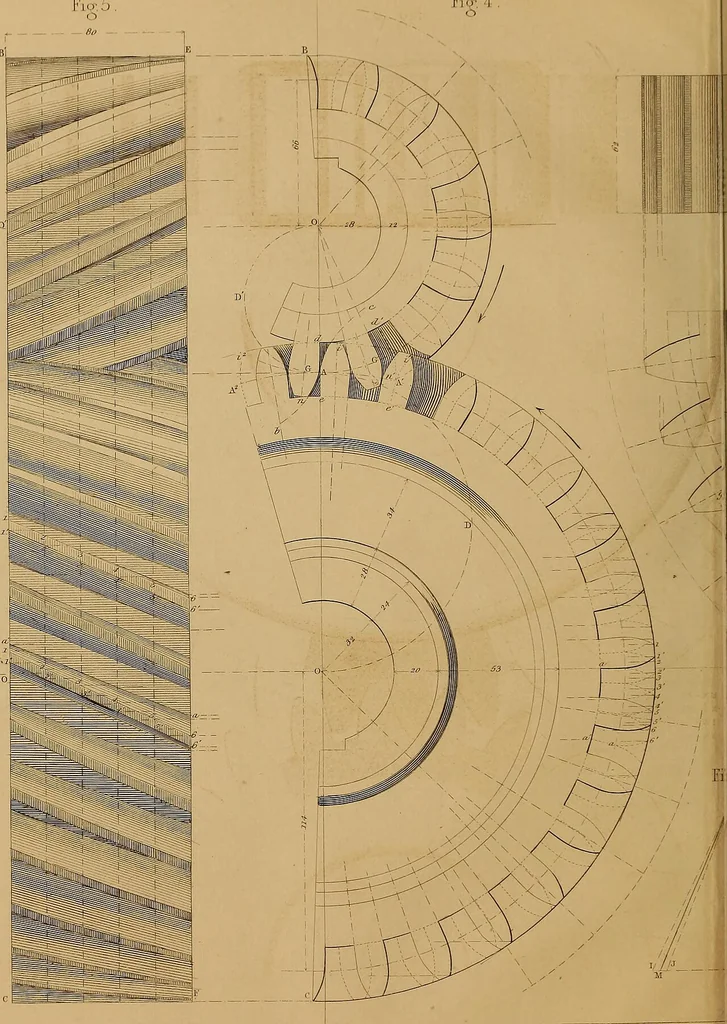 An illustration from The practical draughtsman's book of industrial design, and machinist's and engineer's drawing companion: forming a complete course of mechanical, engineering, and architectural drawing., 1857, leaf 301