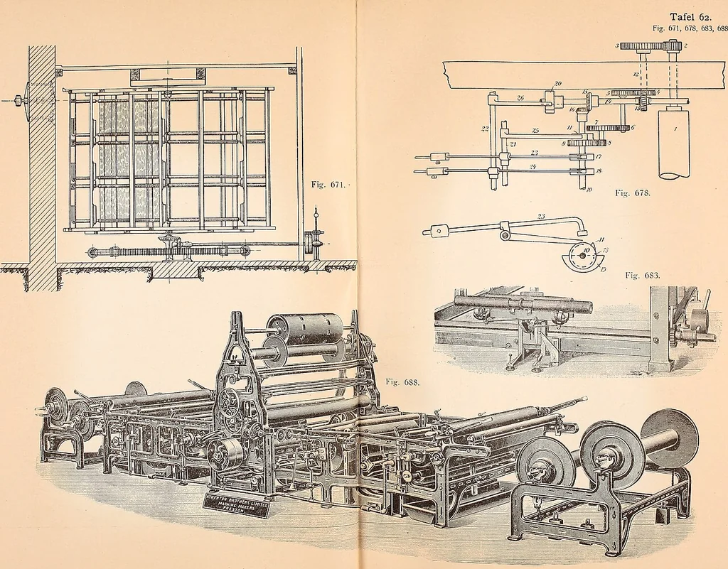 An illustration from Ausführliches Handbuch der Weberei. Ein Lehr- und Hilfsbuch für Fabrikanten, Weber und Webschüler, 1909, leaf 74