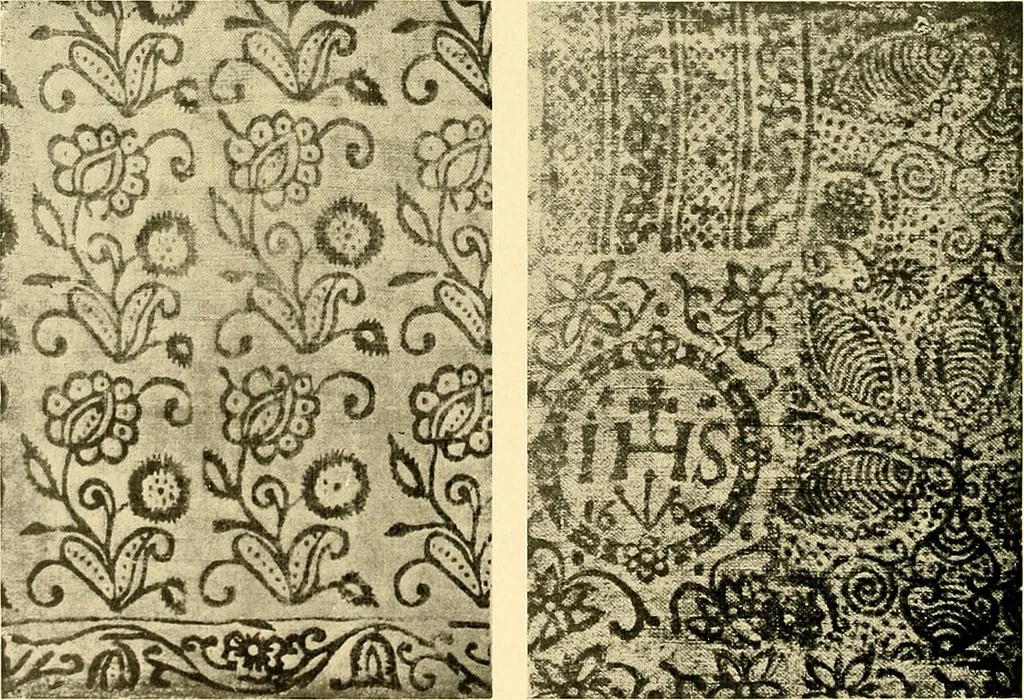 An illustration from Decorative textiles; an illustrated book on coverings for furniture, walls and floors, including damasks, brocades and velvets, tapestries, laces, embroideries, chintzes, cretones, drapery and furniture trimmings, wall papers, carpets and rugs, tooled and illuminated leathers, 1918, leaf 357