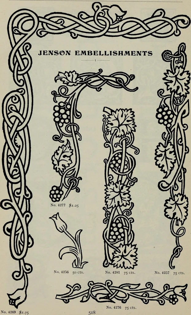 An illustration from Specimens of type, borders, ornaments, brass rules and cuts, etc. : catalogue of printing machinery and materials, wood goods, etc, 1897, leaf 519