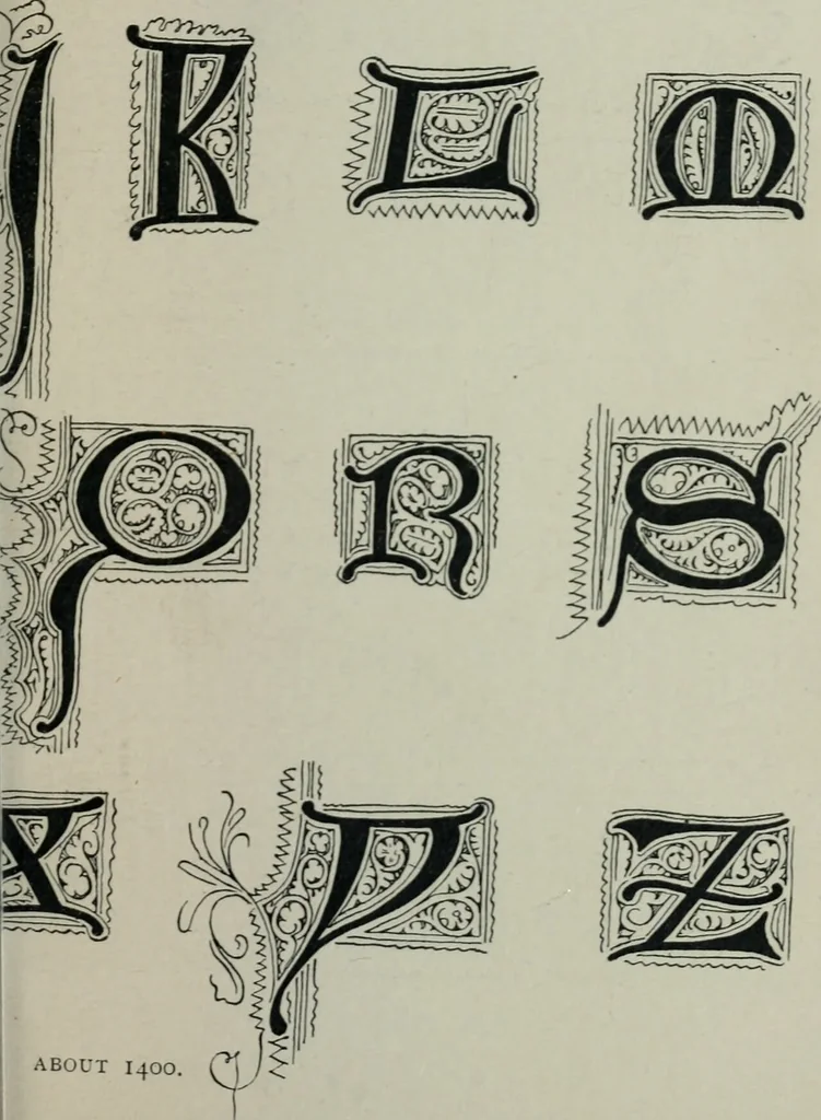 An illustration from Alphabets old and new, for the use of craftsmen : with an introductory essay on Art in the alphabet, 1898, leaf 98
