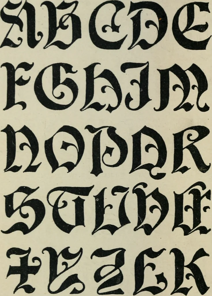 An illustration from Alphabets old and new, for the use of craftsmen : with an introductory essay on Art in the alphabet, 1898, leaf 183