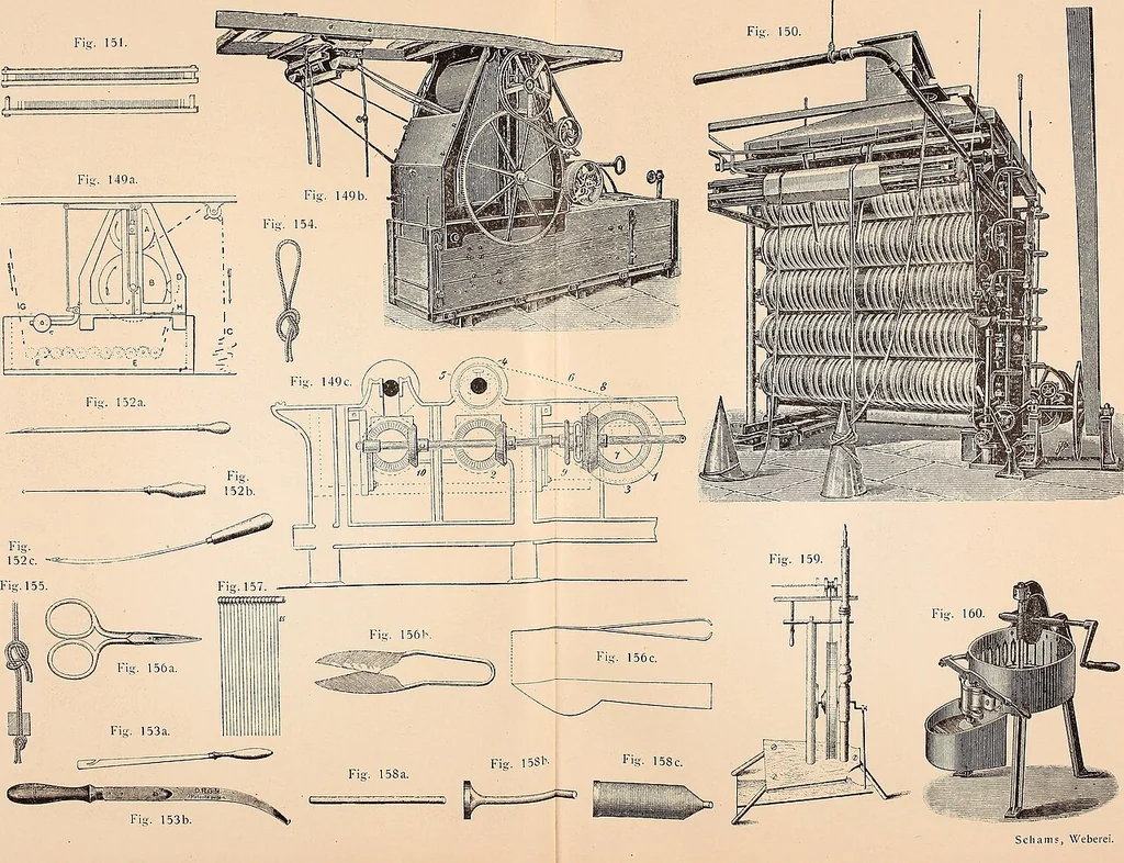 An illustration from Ausführliches Handbuch der Weberei. Ein Lehr- und Hilfsbuch für Fabrikanten, Weber und Webschüler, 1909, leaf 26
