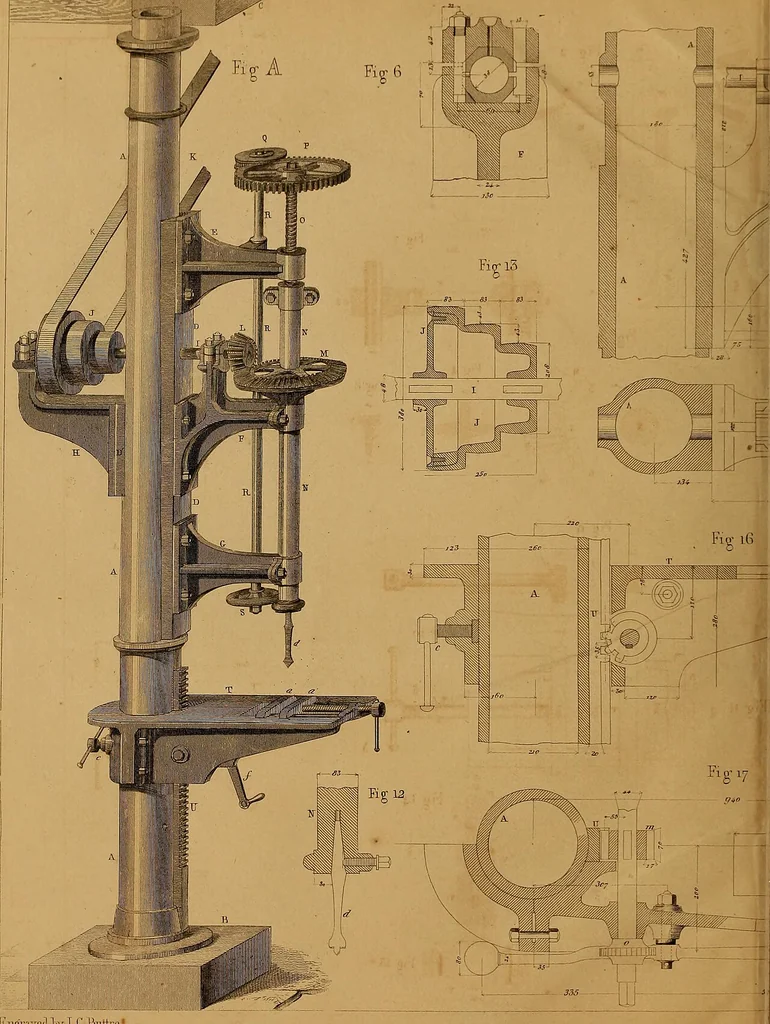 An illustration from The practical draughtsman's book of industrial design, and machinist's and engineer's drawing companion: forming a complete course of mechanical, engineering, and architectural drawing., 1857, leaf 345
