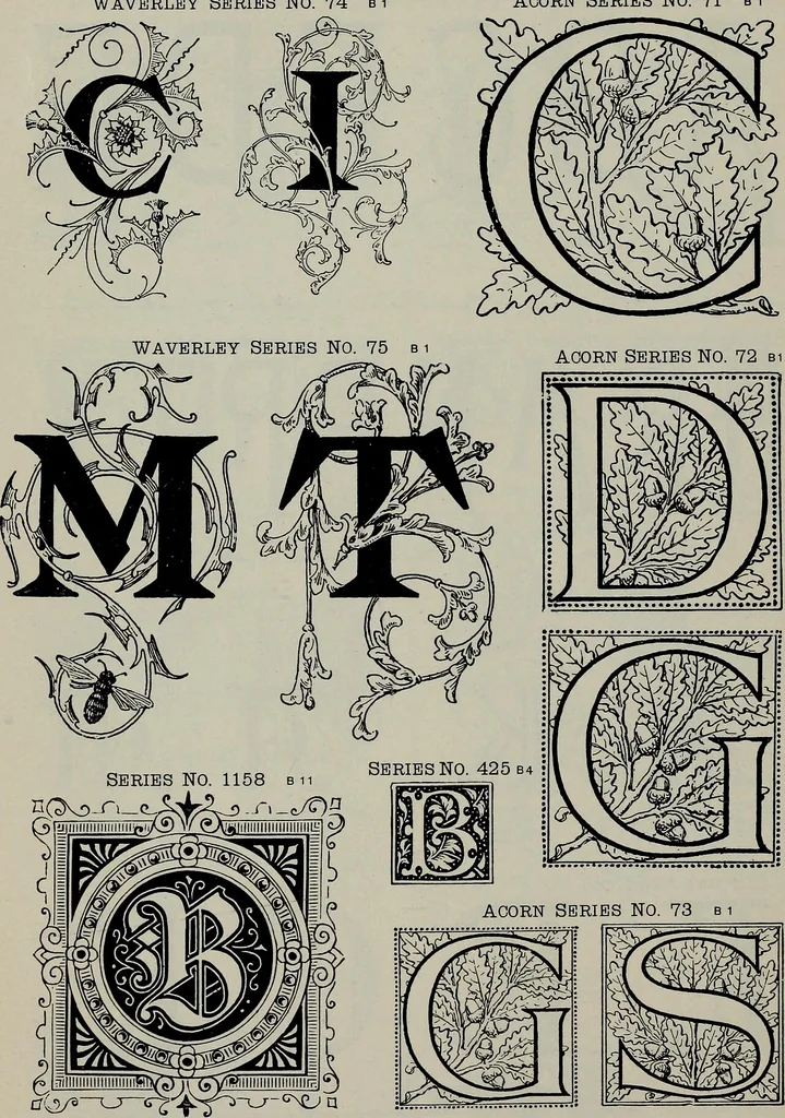 An illustration from Specimens of type, borders, ornaments, brass rules and cuts, etc. : catalogue of printing machinery and materials, wood goods, etc, 1897, leaf 633