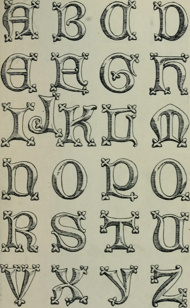 An illustration from Alphabets old and new, for the use of craftsmen : with an introductory essay on Art in the alphabet, 1898, leaf 106