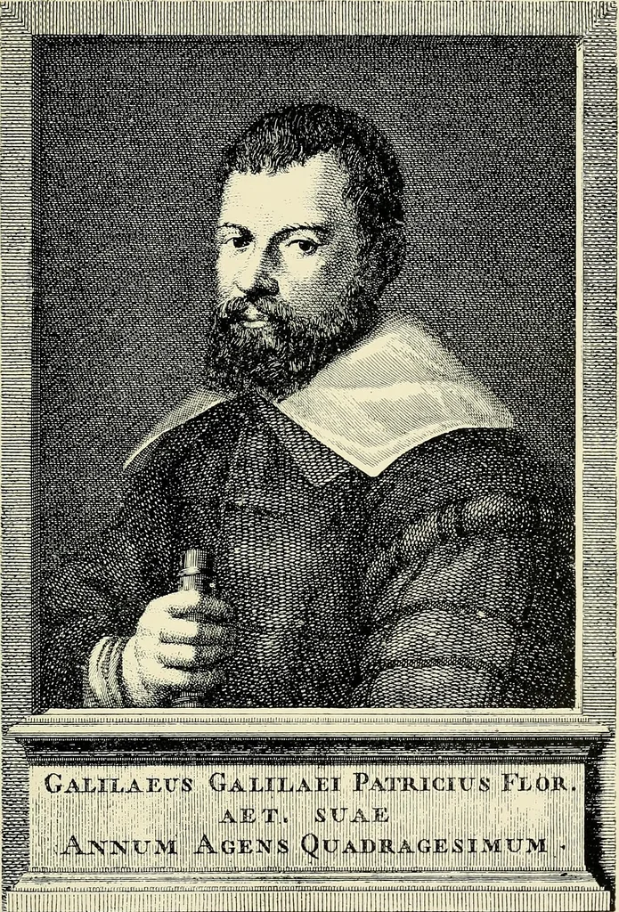 An illustration from Galileo, his life and work, 1903, leaf 105