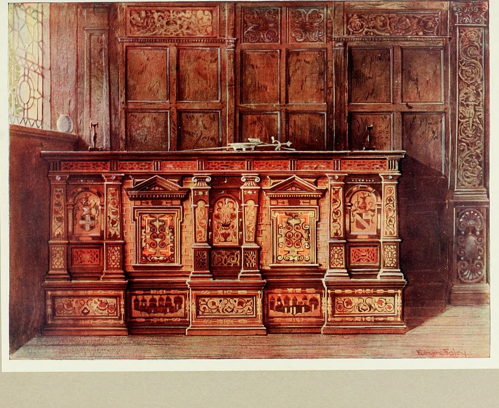 An illustration from The book of decorative furniture, its form, colour and history, 1910, leaf 86
