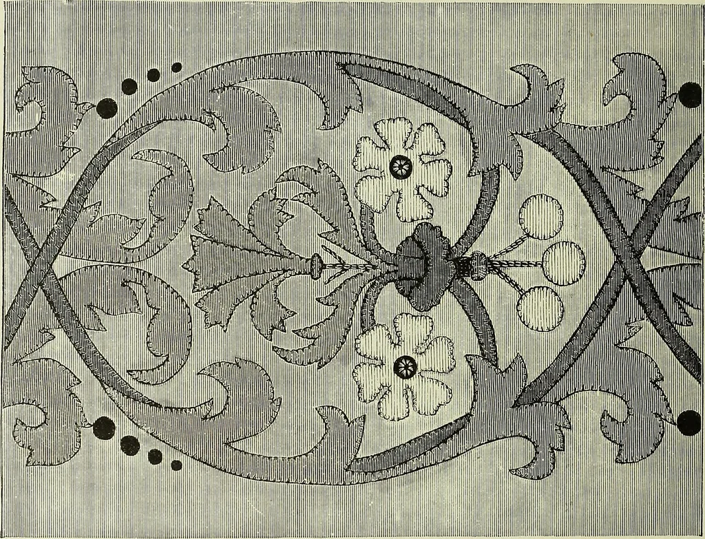 An illustration from The dictionary of needlework : an encyclopaedia of artistic, plain, and fancy needlework dealing fully with the details of all the stitches employed, the method of working, the materials used, the meaning of technical terms, and, where necessary, tracing the origin and history of the various works described, 1882, leaf 63