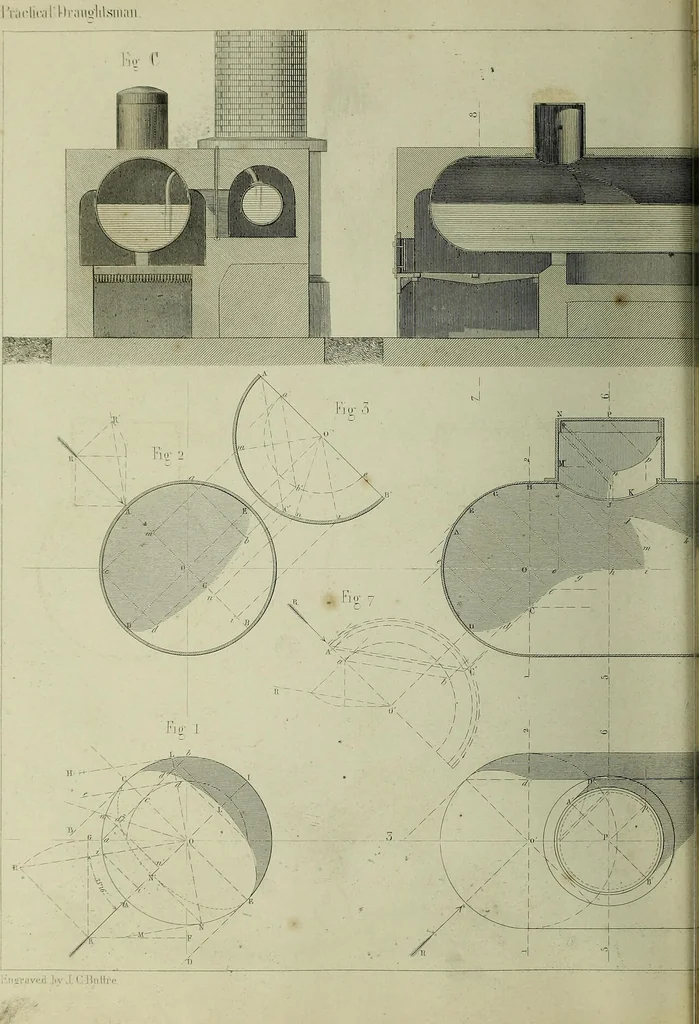 An illustration from The practical draughtsman's book of industrial design and machinist's and engineer's companion : forming a complete course of mechanical, engineering and architectural drawing, 1866, leaf 333