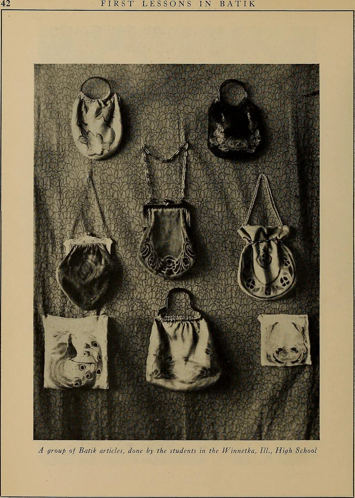 An illustration from First lessons in batik; a handbook in batik, tie-dyeing and all pattern dyeing, 1921, leaf 54