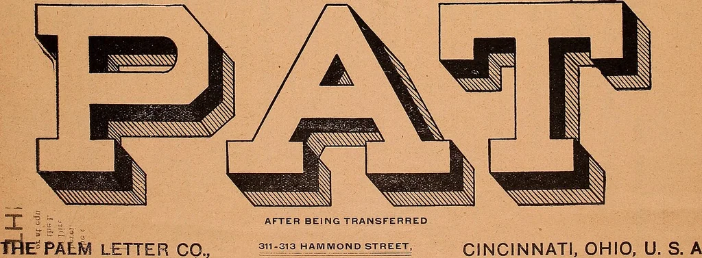 An illustration from Illustrated sample book & price list of Palm's patent transfer letters, ornaments & trade designs for signs, wagons, cars, machines, etc., 1901, leaf 4
