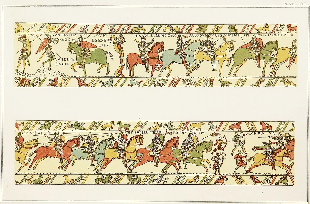 An illustration from The Bayeux tapestry elucidated, 1856, leaf 168
