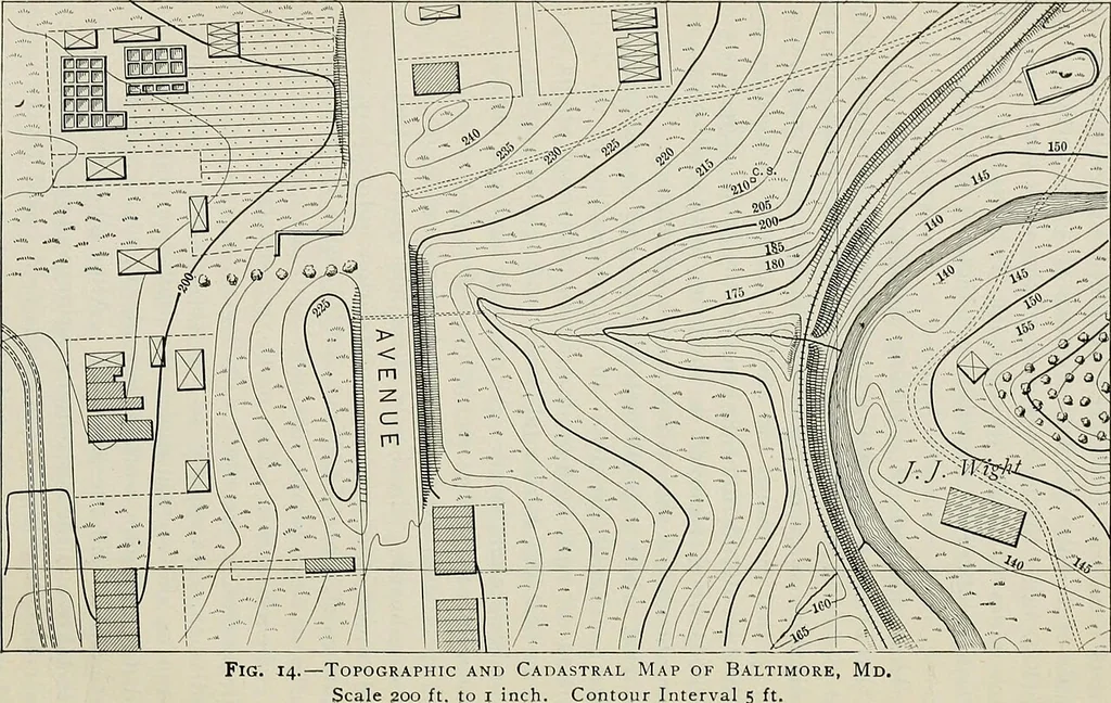 An illustration from Topographic surveying; including geographic, exploratory, and military mapping, with hints on camping, emergency surgery, and photography, 1905, leaf 107