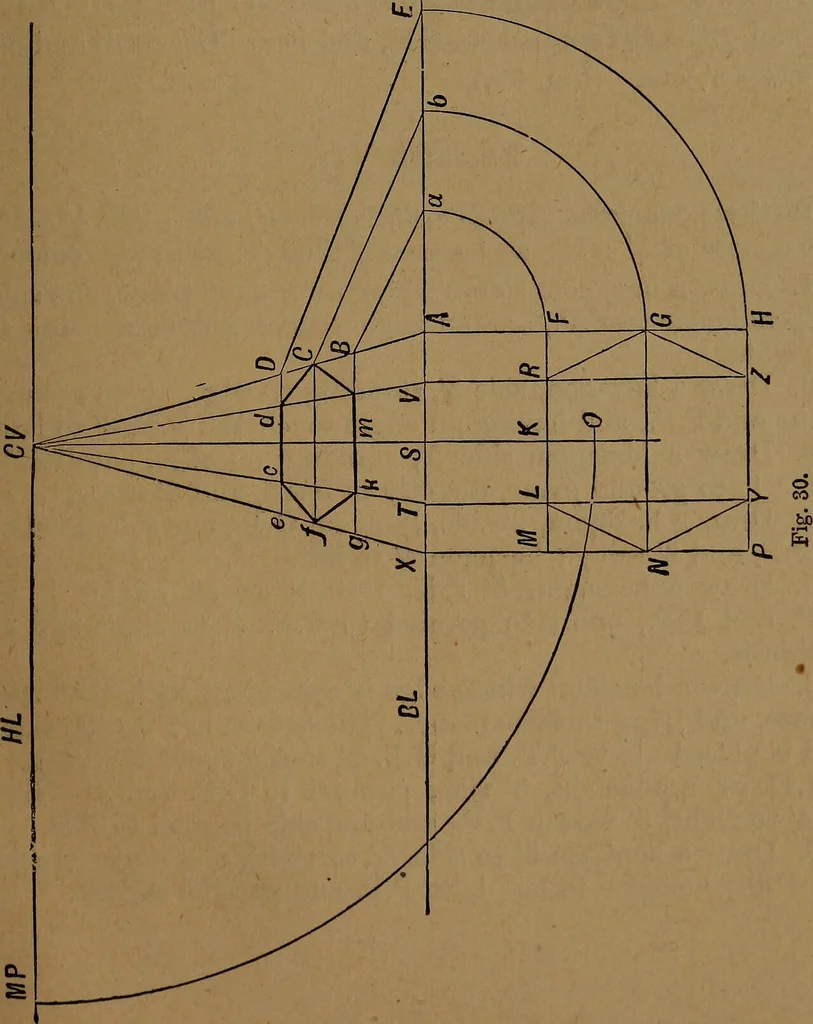 An illustration from Perspective and geometrical drawing adapted to the use of candidates for second and third-class teachers' certificates, 1887, leaf 56