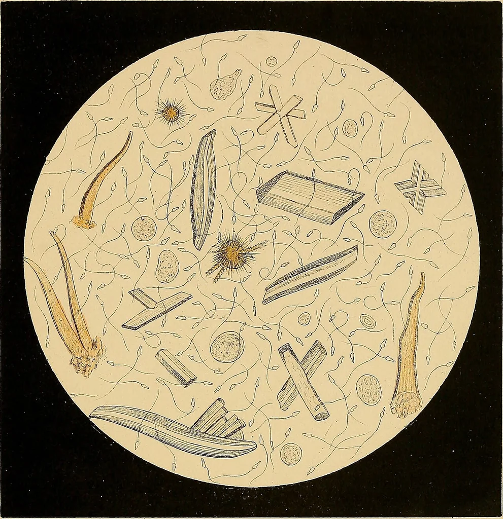 An illustration from An atlas of clinical microscopy, 1885, leaf 268
