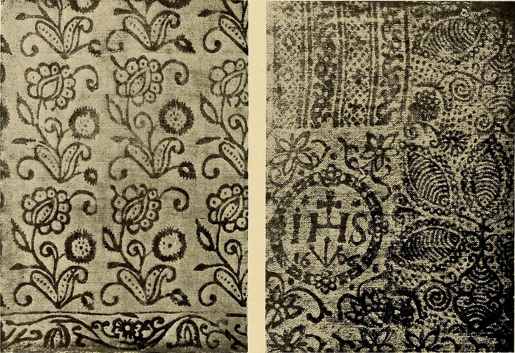 An illustration from Decorative textiles; an illustrated book on coverings for furniture, walls and floors, including damasks, brocades and velvets, tapestries, laces, embroideries, chintzes, cretonnes, drapery and furniture trimmings, wall papers, carpets and rugs, tooled and illuminated leathers, 1918, leaf 355
