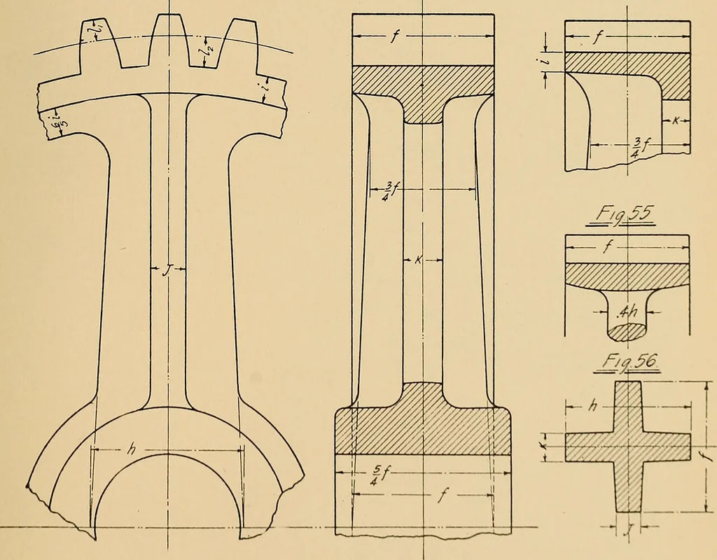 An illustration from Notes on mechanical drawing, graphic statics, machine design, and kinematics, 1909, leaf 142