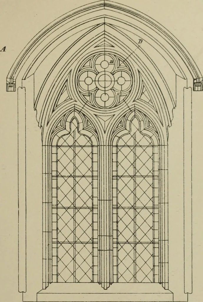 An illustration from An analysis of Gothic architecture. Illustrated by a series of upwards of seven hundred examples of doorways, windows, mouldings, roofs, arches, crosses, panels, buttresses, seats, screens, etc., and accompanied with remarks on the several details of an ecclesiastical edifice, 1903, leaf 182