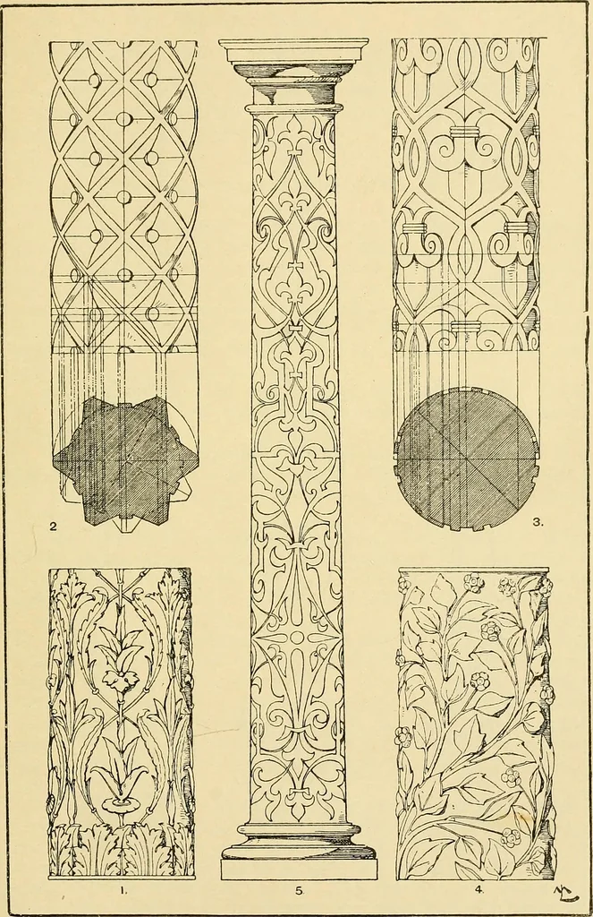 An illustration from Handbook of ornament; a grammar of art, industrial and architectural designing in all its branches, for practical as well as theoretical use, 1900, leaf 217