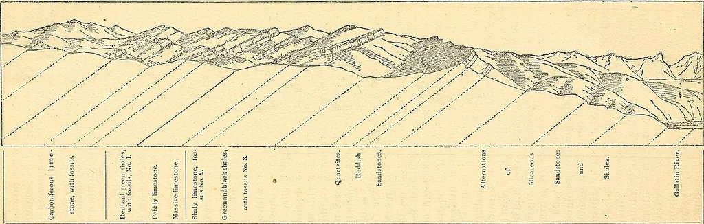 An illustration from Sixth annual report of the United States geological survey of the Territories, embracing portions of Montana, Idaho, Wyoming, and Utah : being a report of progress of the explorations for the year 1872, 1873, leaf 112