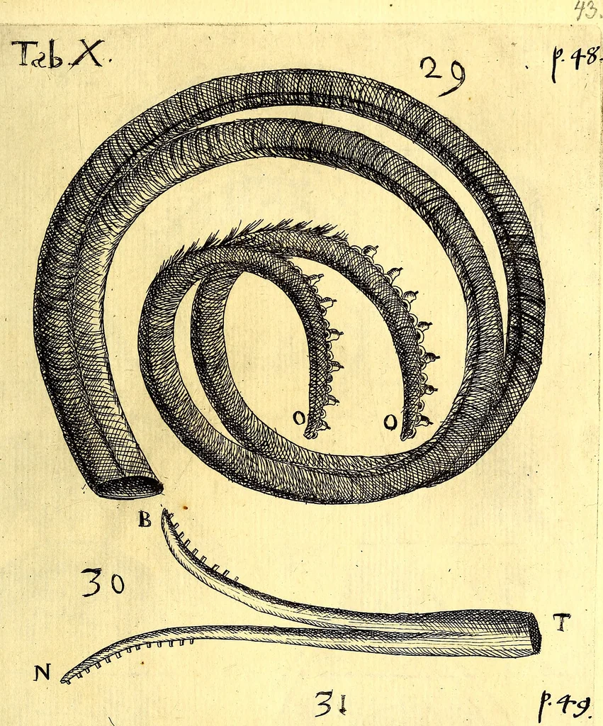 An illustration from Obseruationes circa viuentia, quæ in rebus non viuentibus reperiuntur : Cum micrographia curiosa siue Rerum minutissimarum obseruationibus, quæ ope microscopij recognitæ ad viuum exprimuntur : his accesserunt aliquot animalium testaceorum icones non antea in lucem editæ : omnia curiosorum naturæ exploratorum vtilitati & iucunditati expressa & oblata, 1691, leaf 564