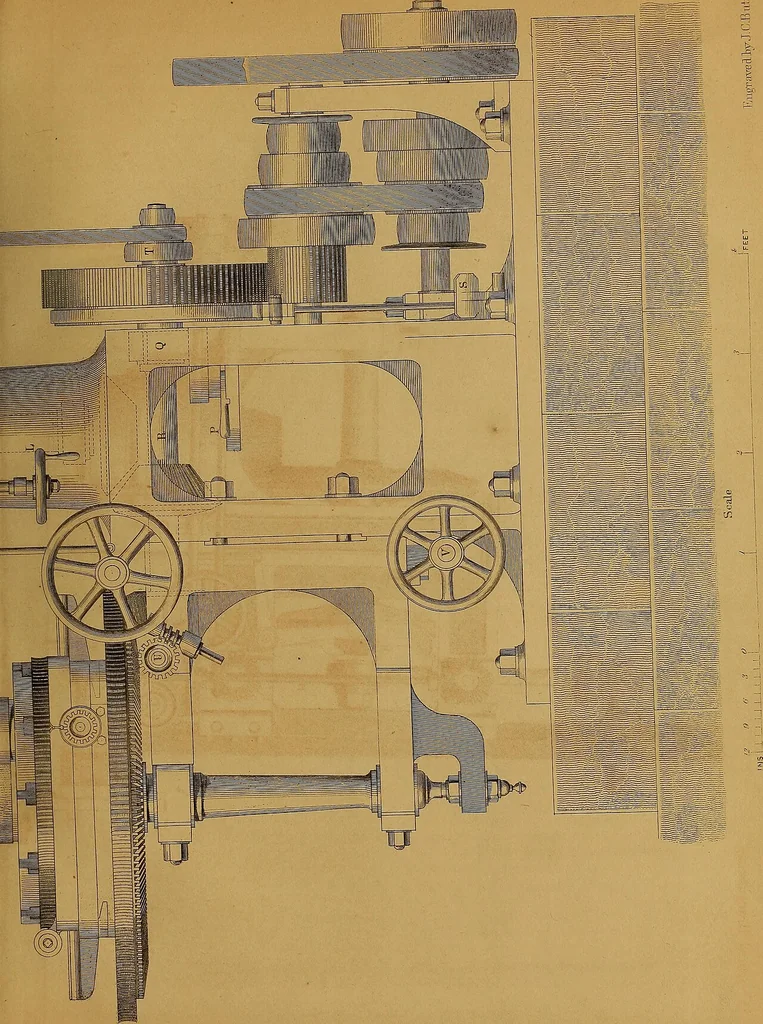 An illustration from The practical draughtsman's book of industrial design, and machinist's and engineer's drawing companion: forming a complete course of mechanical, engineering, and architectural drawing., 1857, leaf 392