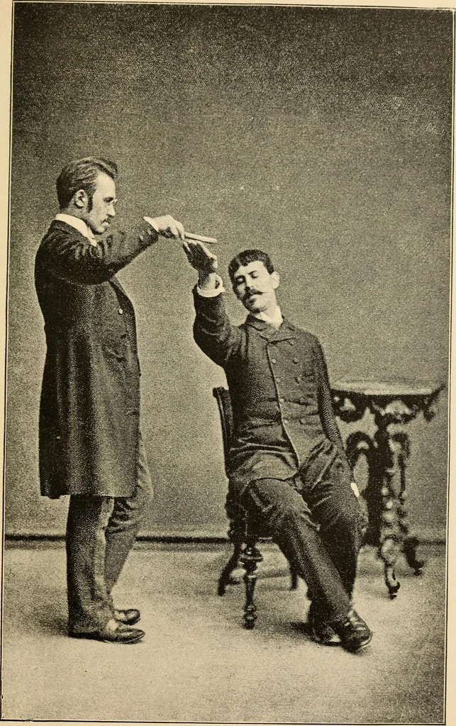 An illustration from Magnetismus und Hypnotismus; eine Darstellung dieses Gebietes, mit besonderer Berücksichtigung der Beziehungen zwischen dem mineralischen Magnetismus, dem sogenannten thierischen Magnetismus und dem Hypnotismus, 1895, leaf 188