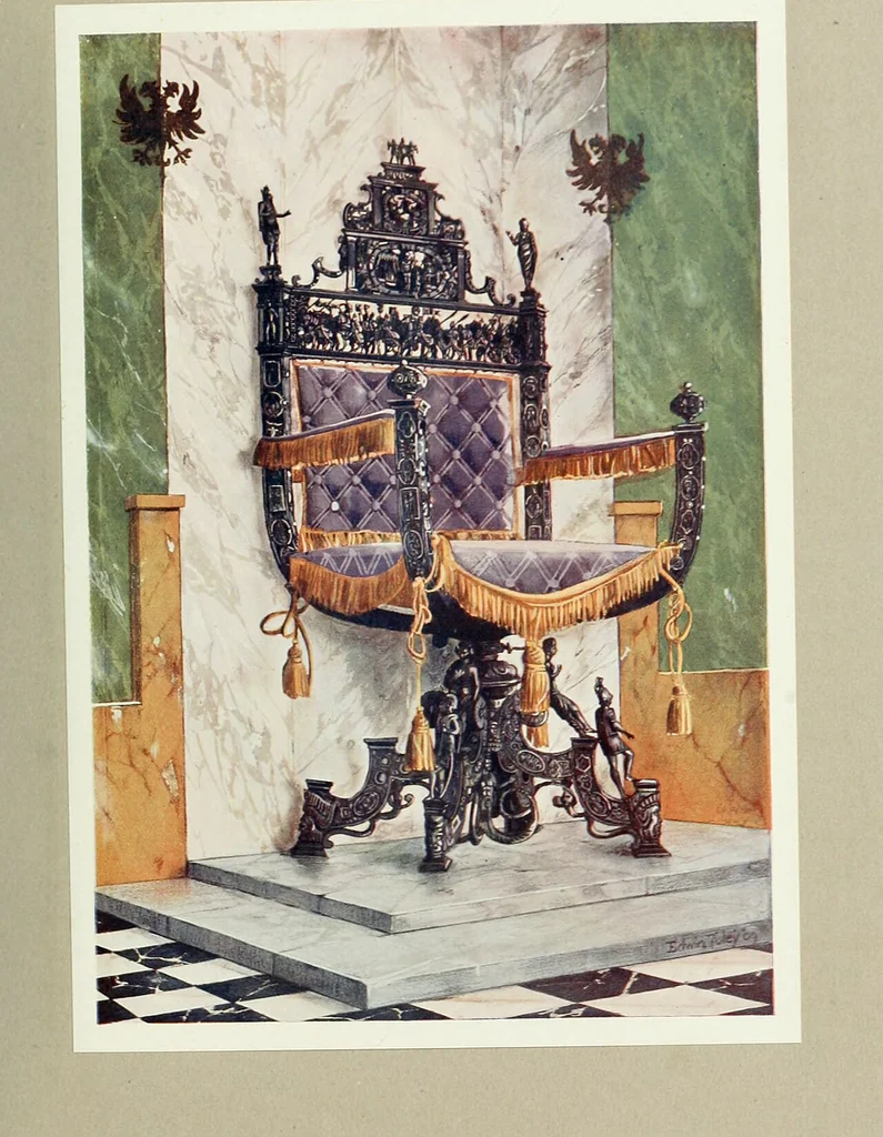 An illustration from The book of decorative furniture, its form, colour and history, 1910, leaf 248