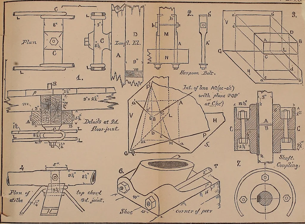An illustration from Elements of plane and solid free-hand geometrical drawing, with lettering; and some elements of geometrical ornamental design, including the principals of harmonic angular ratios, etc. In three parts ... for draughtsmen and artisans; and teachers and students of industrial and mechanical drawing, 1878, leaf 105