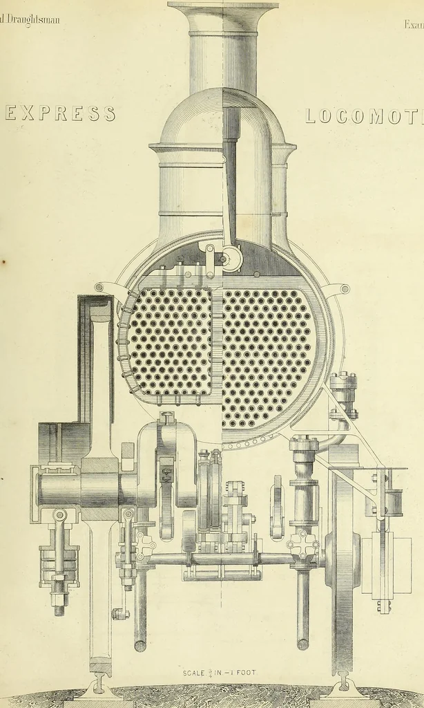 An illustration from The practical draughtsman's book of industrial design and machinist's and engineer's companion : forming a complete course of mechanical, engineering and architectural drawing, 1866, leaf 396