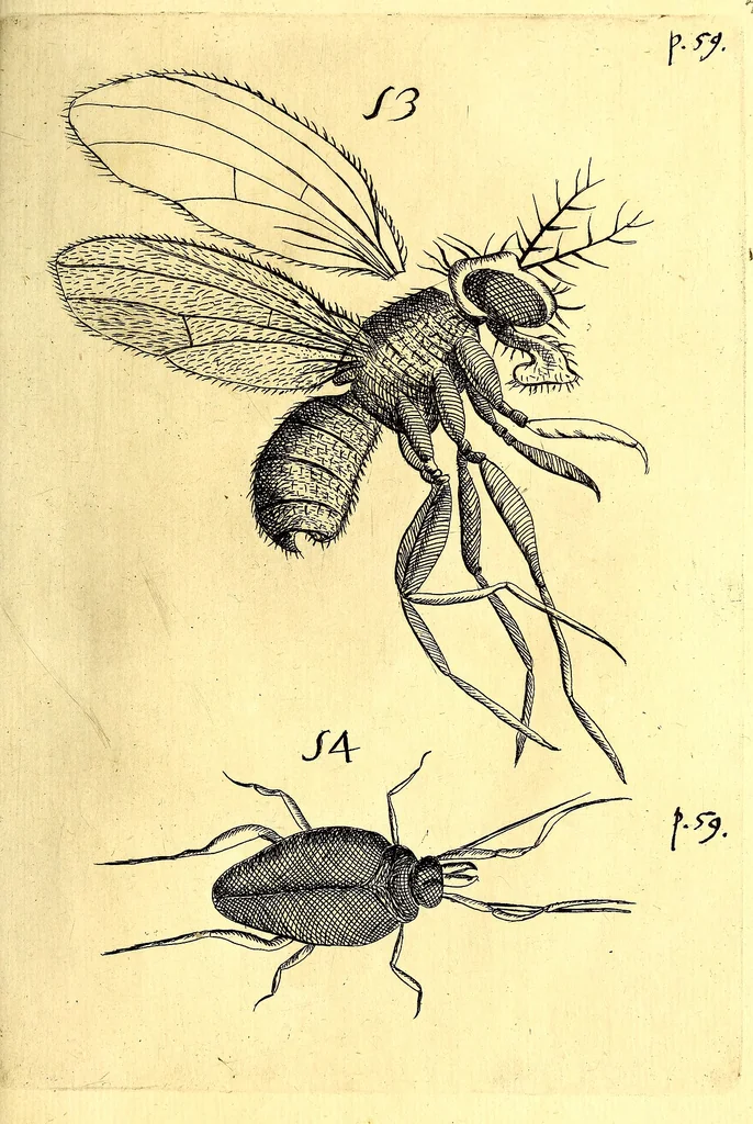 An illustration from Obseruationes circa viuentia, quæ in rebus non viuentibus reperiuntur : Cum micrographia curiosa siue Rerum minutissimarum obseruationibus, quæ ope microscopij recognitæ ad viuum exprimuntur : his accesserunt aliquot animalium testaceorum icones non antea in lucem editæ : omnia curiosorum naturæ exploratorum vtilitati & iucunditati expressa & oblata, 1691, leaf 576